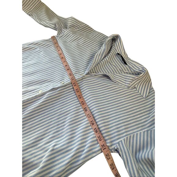 ZARA Blue & White Oversized Striped Button Down Shirt Size S - Picture 8 of 9